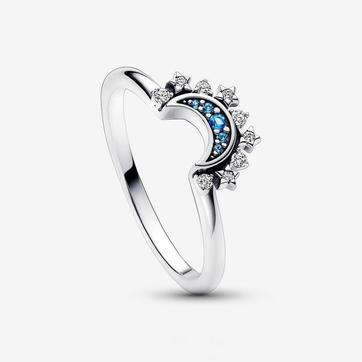 Sterling Silver Rising Sun Ring Shining Blue Moon Combination Two-in-one - Super Amazing Store