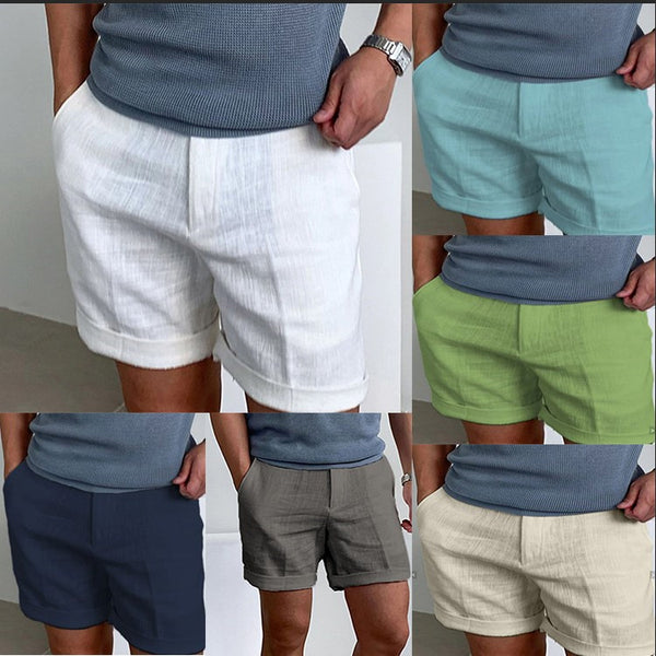 Men's Slant Pockets Pure Color Comfort Breathable Workout Shorts Q2