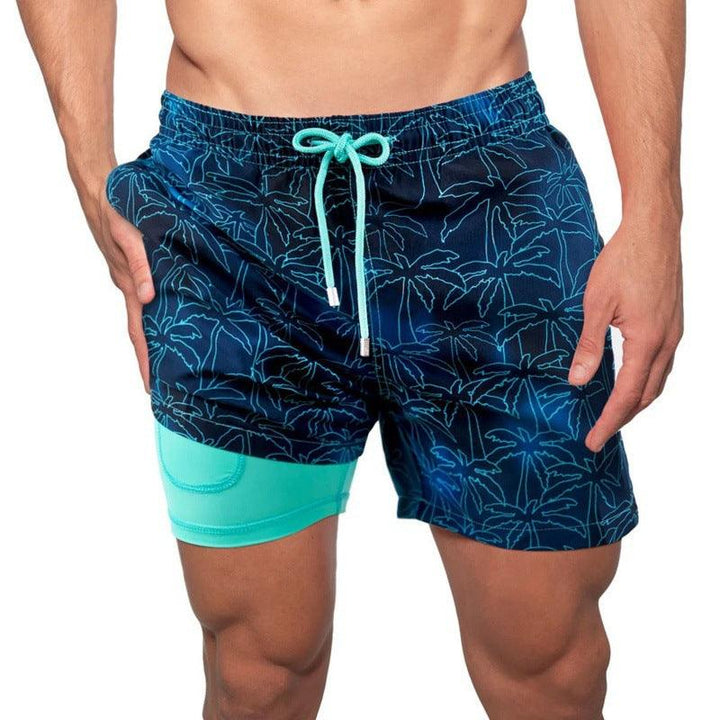 Men's Printed Beach Shorts Sports Double Layer Shorts Summer - Super Amazing Store