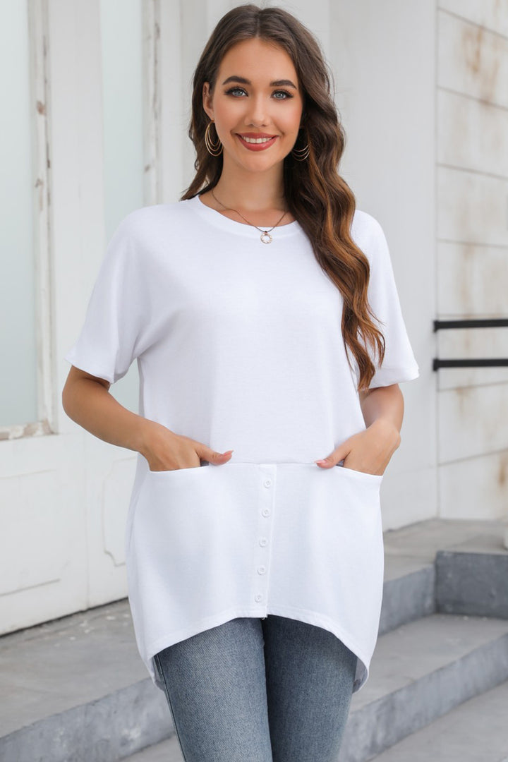 Round Neck Short Sleeve T-Shirt Trendsi