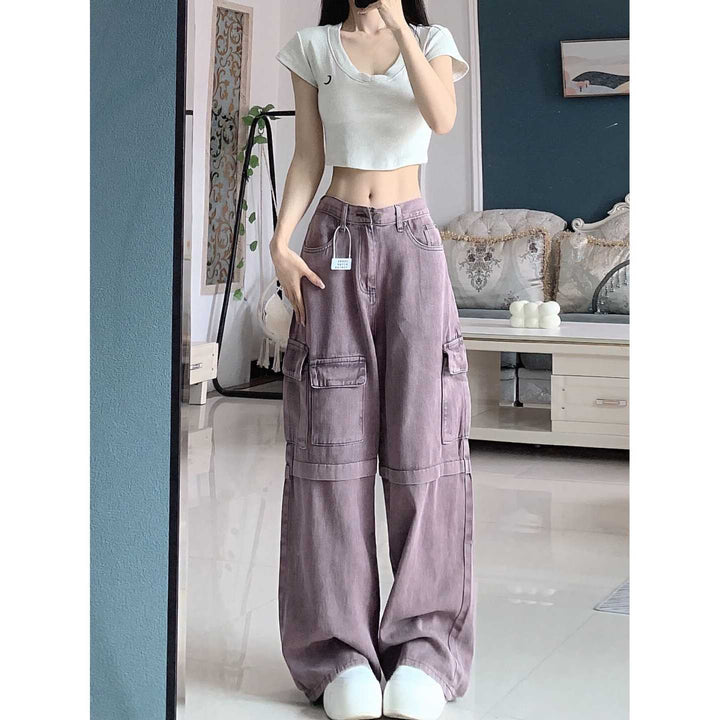 Retro Purple Cargo Jeans Women - Super Amazing Store