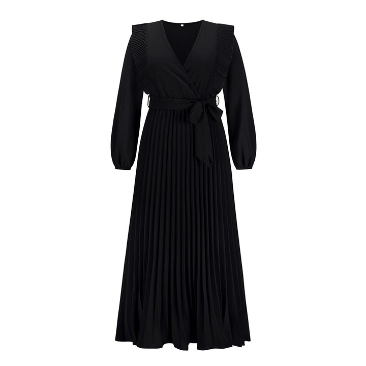 V-neck Swing Pleated Dress Q2