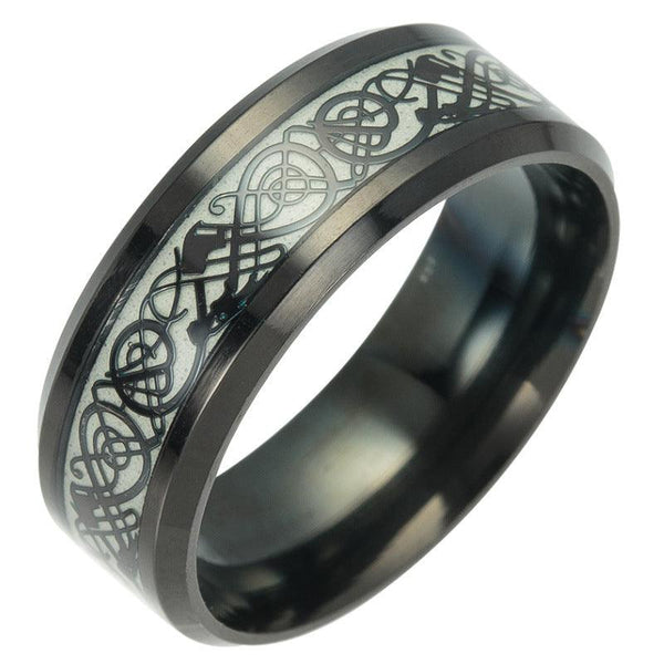 Ornament Plated Black Noctilucent Dragon Pattern Fluorescent Ring - Super Amazing Store