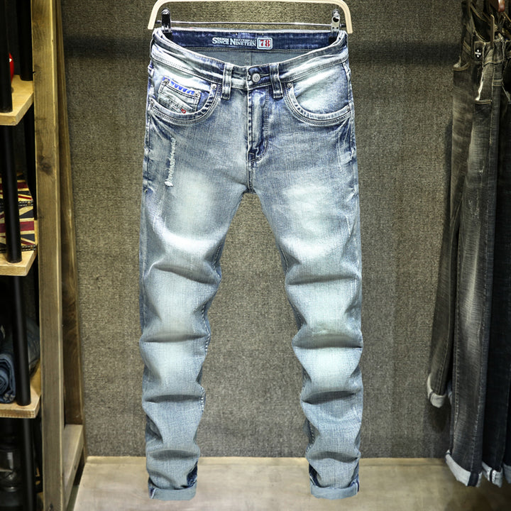 Light Blue Ripped Jeans For Men-Super Amazing Store