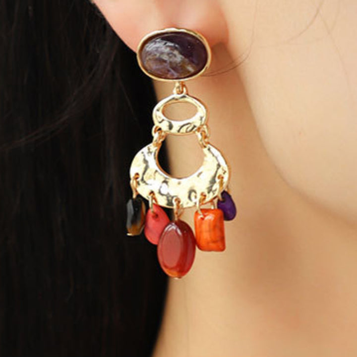 Geometric Alloy Dangle Earrings Trendsi