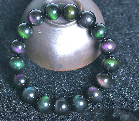 Rainbow Purple Green Eye Obsidian Bracelet Q2