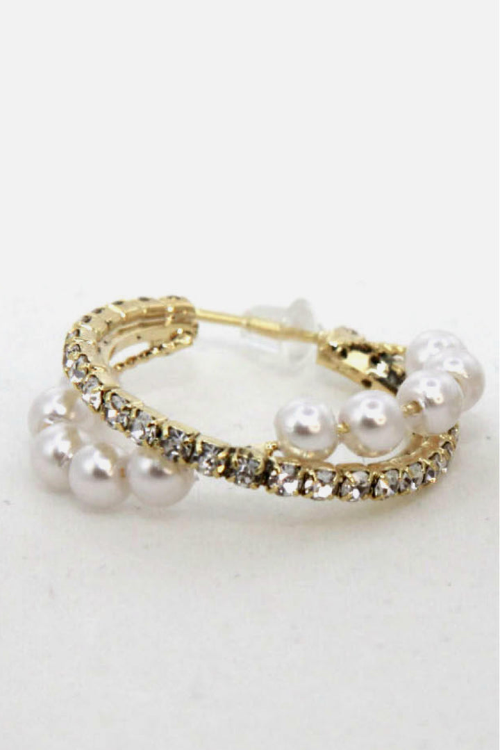 Alloy Pearl Hoop Earrings Trendsi