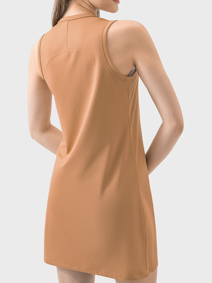 Round Neck Sleeveless Active Dress Trendsi