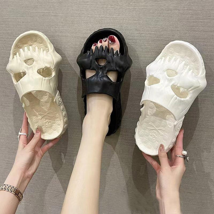 Personalized Skull Design Halloween Slippers Bathroom Indoor Outdoor Fun Slides Beach Shoes - Super Amazing Store