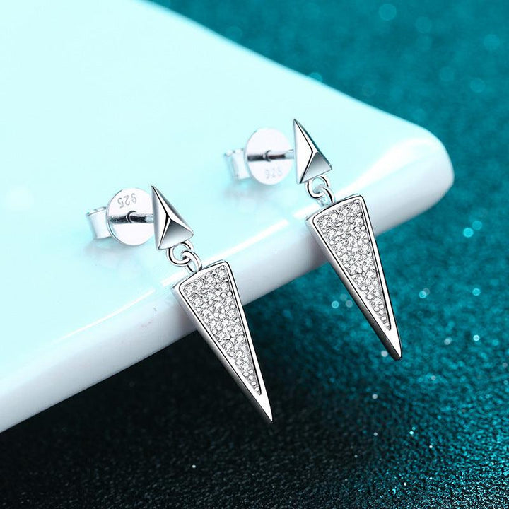 Triangle Stud Earrings Mossan Diamond Full Set - Super Amazing Store