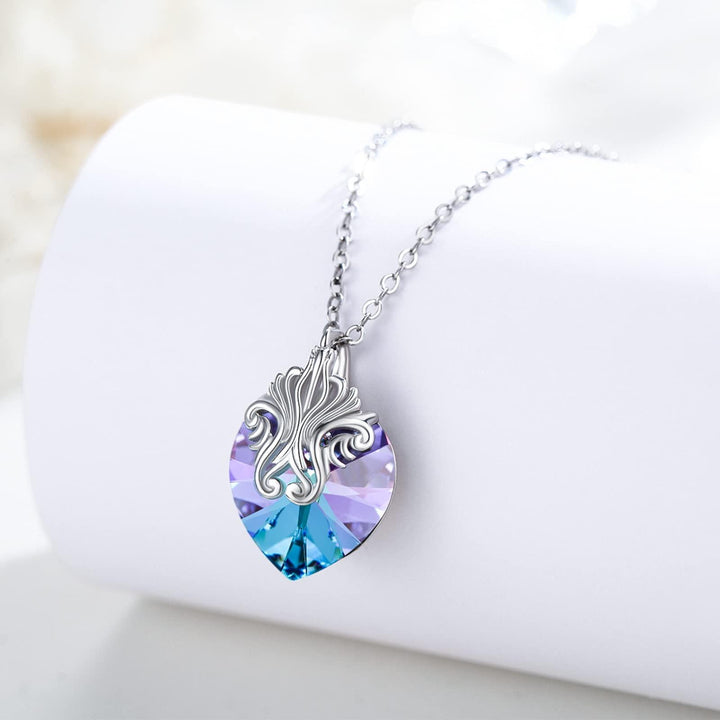 925 Sterling Silver Vintage Pattern Necklace Heart Crystal Necklace - Super Amazing Store