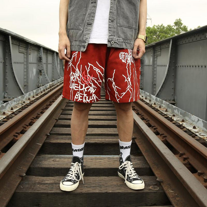 Japanese Harajuku style graffiti casual shorts men - Super Amazing Store