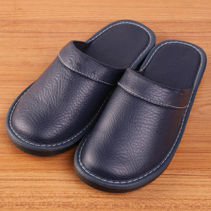 Lazy Four Seasons Leather Slippers Dressing Room Slippers - Super Amazing Store