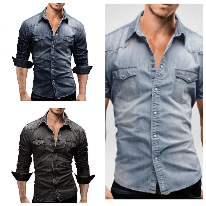 Men Shirt Brand Male Long Sleeve Shirts Casual Solid Slim Fit - Super Amazing Store