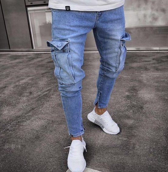 Cargo Hole Denim Jeans Men Q2