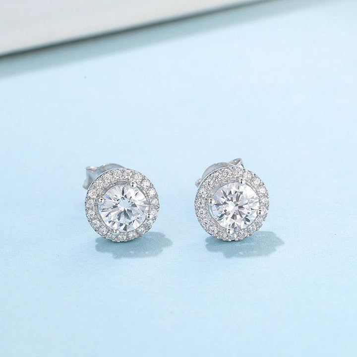 Luxury round bag moissanite silver earrings - Super Amazing Store