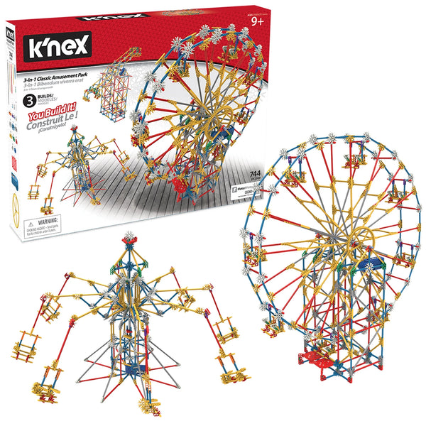 Thrill Rides - 3-In-1 Classic Amusement Park Building Set - 744 Pieces - Ages 9 Engineering Education Toy