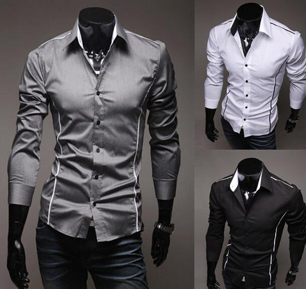 Men Shirt Fashion Cotton Slim Men Shirt Long Sleeve High Quality Casual Black White Gray Men Shirt For Men Super Amazing Store