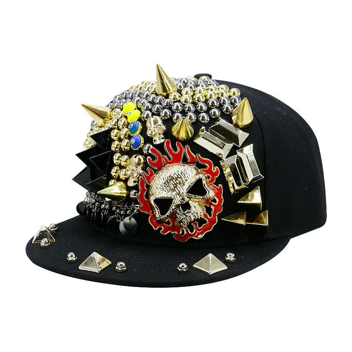 Flame Big Ghost Head Flat-brimmed Cap Rivet Baseball Cap - Super Amazing Store