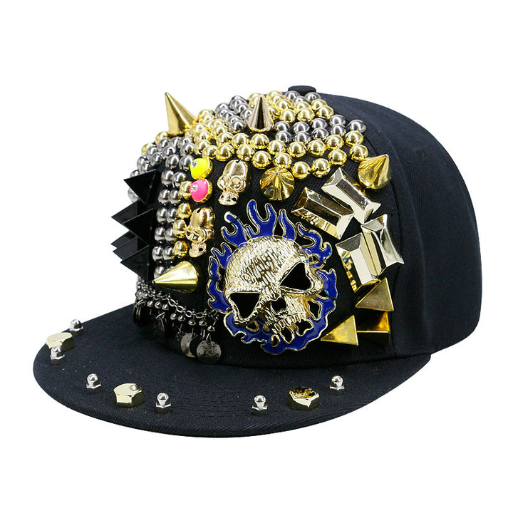 Flame Big Ghost Head Flat-brimmed Cap Rivet Baseball Cap - Super Amazing Store