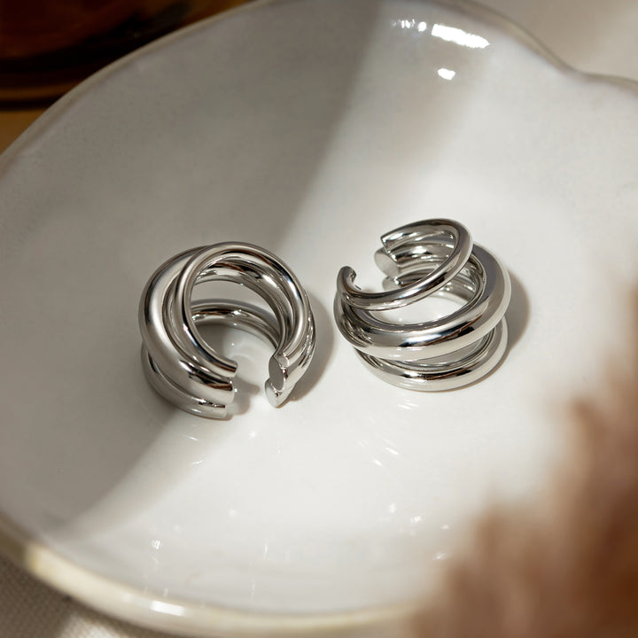 Stainless Steel Layered Cuff Earrings Trendsi