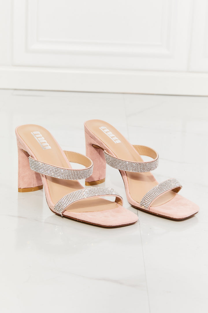 MMShoes Leave A Little Sparkle Rhinestone Block Heel Sandal in Pink Trendsi