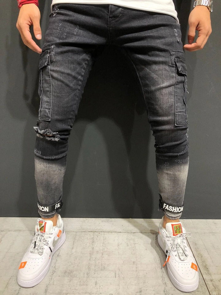 Shredded stretch jeans-Super Amazing Store