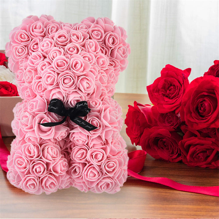 Rose Bear Eternal Flower Rose Teddy Bear PE Foam Bear 25cm