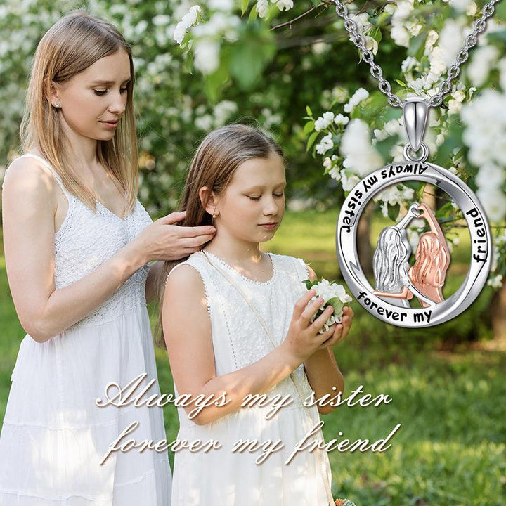 Sister Necklace 925 Sterling Silver Always My Sister Forever My Friend Friendship Pendant Necklace - Super Amazing Store