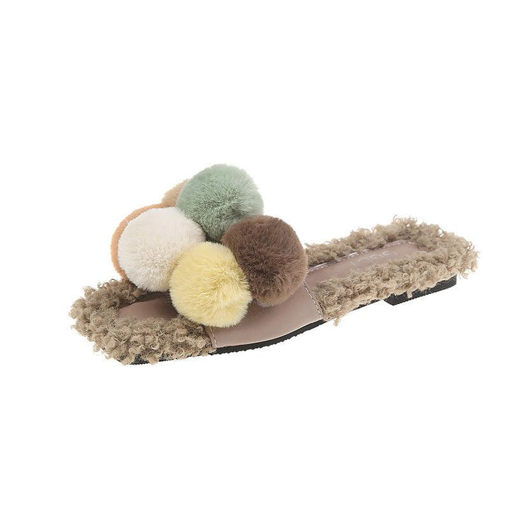 Fur ball slippers - Super Amazing Store