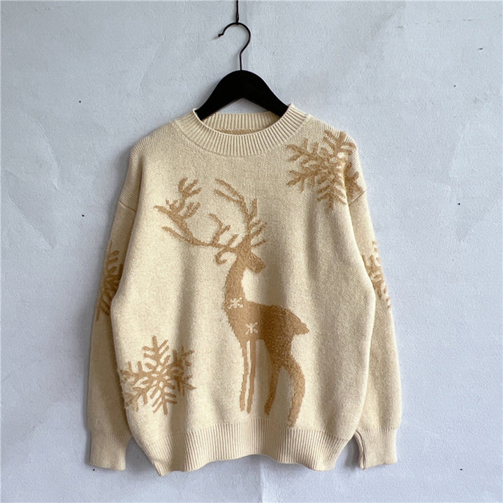 Reindeer and Snowflake Pattern Sweater Trendsi