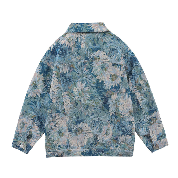 Creative Floral Denim Men Autumn Loose Men's And Women's Jackets - Super Amazing Store