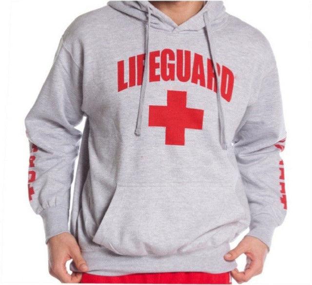 Side Print Lifeguard Man Hoodie Sweatshirt Red Life Guard - Super Amazing Store