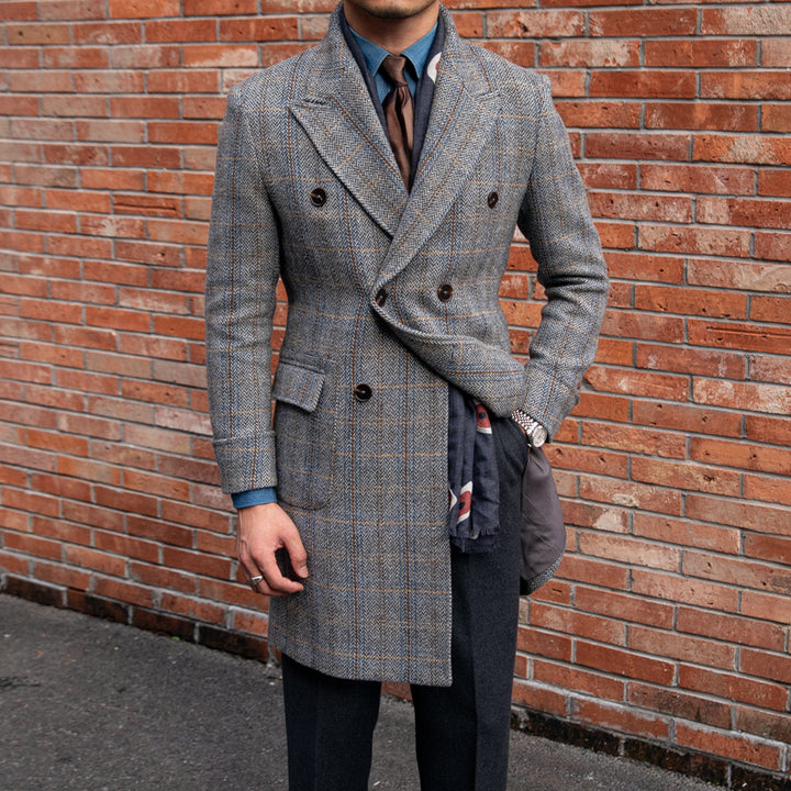 Retro High-quality Wool Plaid Polo Coat Q2