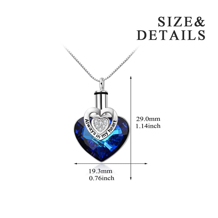 S925 Sterling Silver Heart URN Cremation Embellished with Crystals from Austria Necklace for Ashes - Super Amazing Store