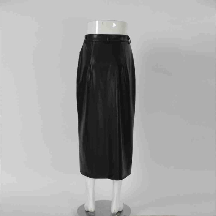 Women's Fashionable Leather High Waist Straight Skirt - Super Amazing Store