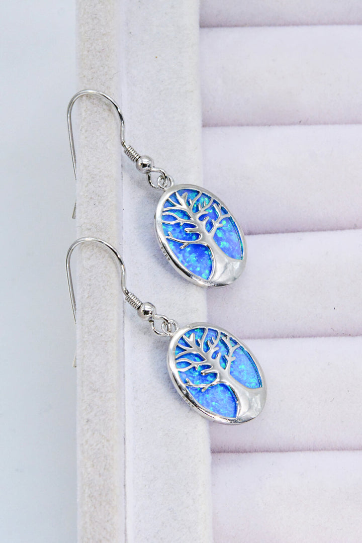 Opal Blue Platinum-Plated Drop Earrings Trendsi