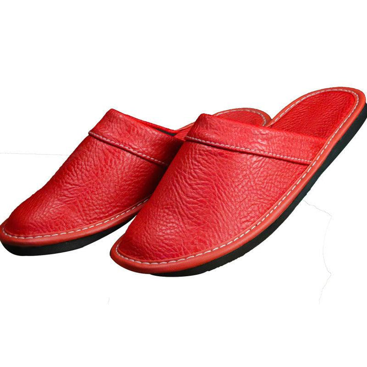 Lazy Four Seasons Leather Slippers Dressing Room Slippers - Super Amazing Store