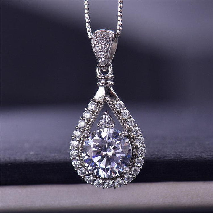 Women's Fashion Sterling Silver Moissanite Diamond Pendant Necklace - Super Amazing Store