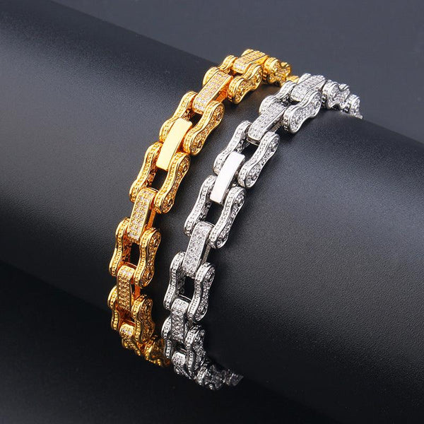 Zircon Locomotive Chain Hip Hop Bracelet Men And Women Personality Cuban Chain - Super Amazing Store