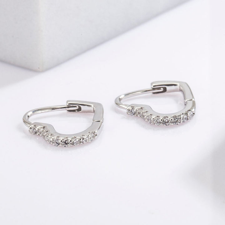 925 Serling Silver Zircon Heart Shape Earrings Trendsi