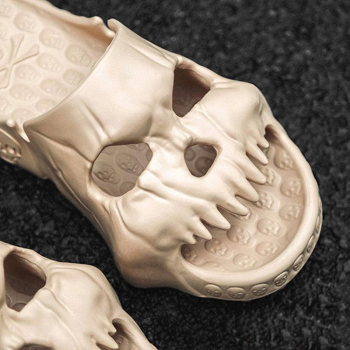 Personalized Skull Design Halloween Slippers Bathroom Indoor Outdoor Fun Slides Beach Shoes - Super Amazing Store