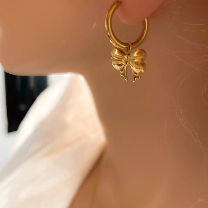 18K Gold-Plated Bow Earrings Trendsi