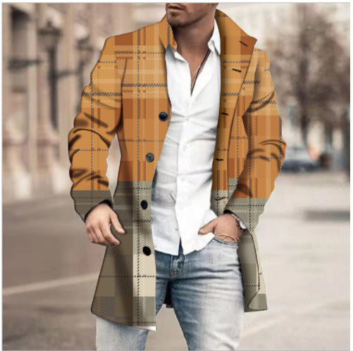 Men's Woolen Stand Collar Mid-length Casual Coat Q2