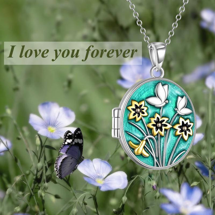 Sterling Silver Memory That Holds Pictures Photo Locket Butterfly Pendant Necklace Jewelry - Super Amazing Store