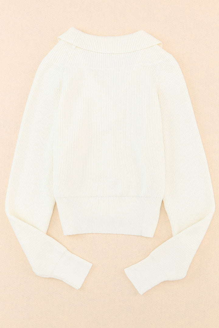 Ribbed Surplice Long Sleeve Sweater Trendsi