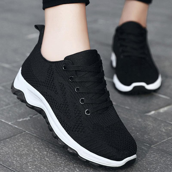 Shoes Women Breathable Flying Woven Soft Soled Running Shoes Lace Up Sneakers Women - Super Amazing Store