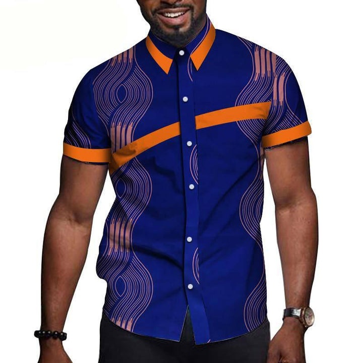 African Men Clothing Printed Short Sleeve Top T Shirt - Super Amazing Store