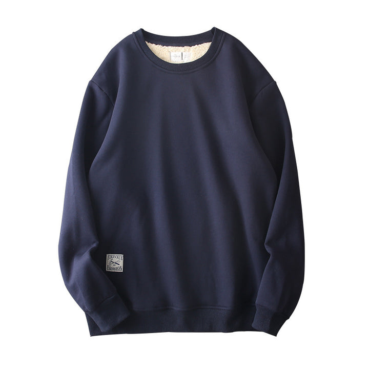 Winter Fleece Sweatshirt Warm Round Neck Pullover Top Q2