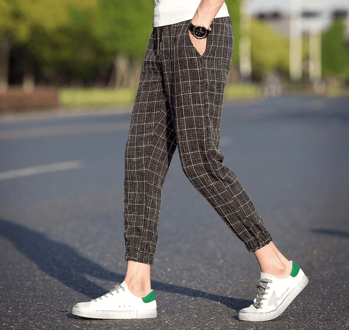 Casual Ankle-Length Plaid Pants Men Trousers Hip Hop Jogger Pants Men Sweatpants Streetwear Men Pants Trousers - Super Amazing Store